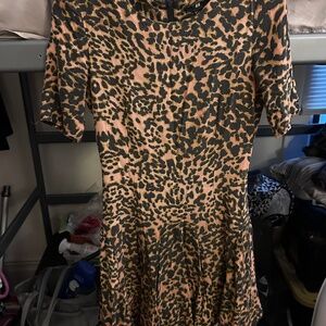 H&M Tan and Cream Fit and Flare Mini Dress